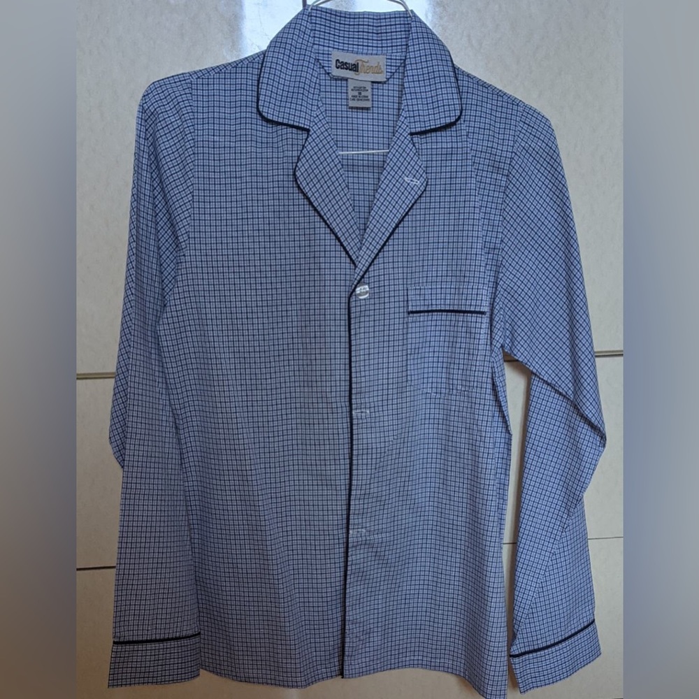 CasualTrends, new/never used, mens/boys pajama shirt, blue checkered, size 16